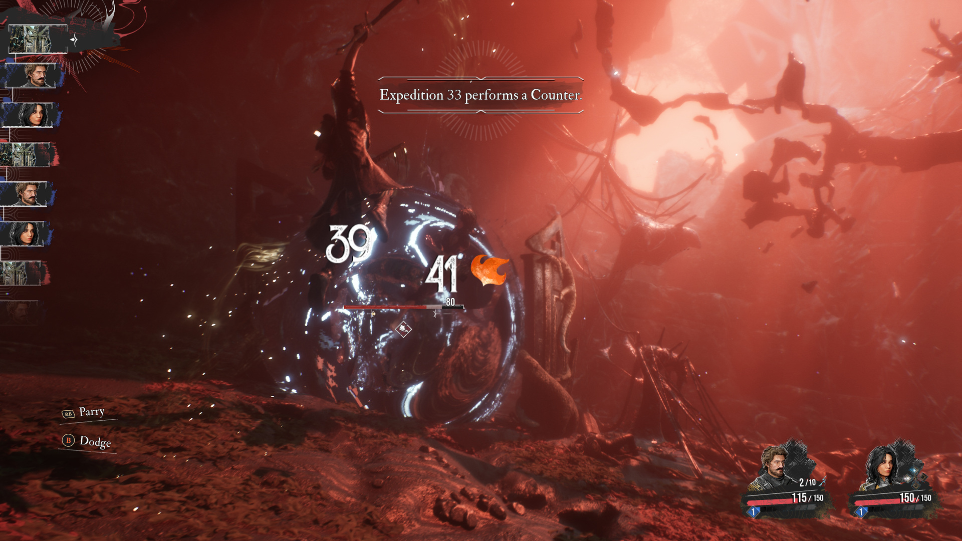Party counterattack banner: "Expedition 33 performs a Counter."