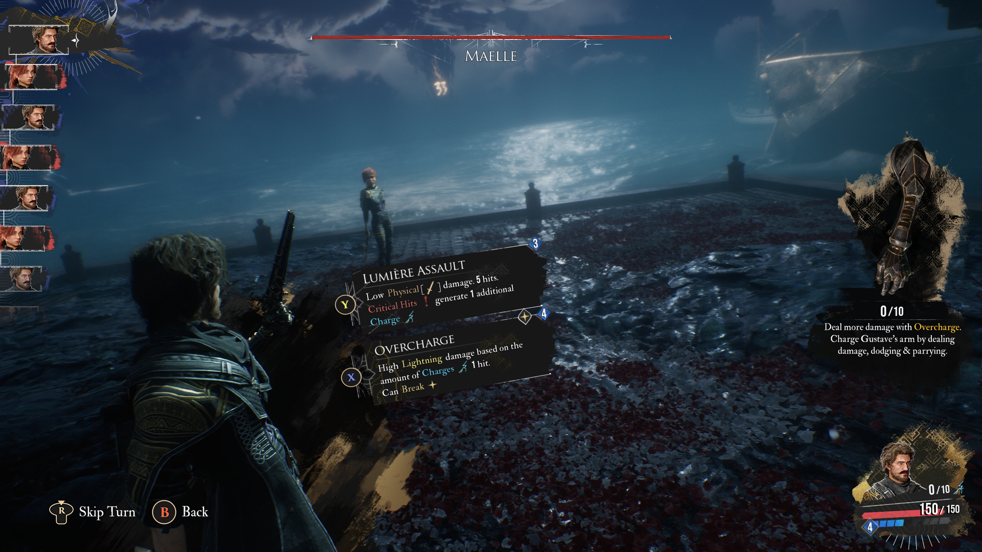 Skill tooltips in combat showing AP costs