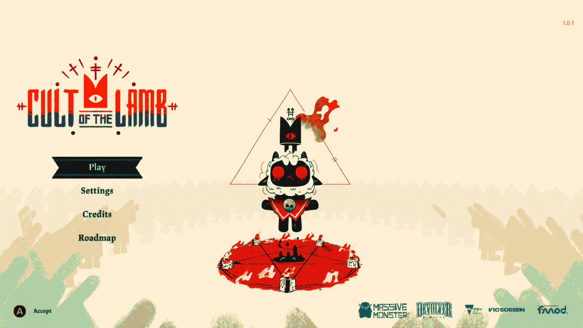 The title screen showing version 1.0.1 (top right), the build these screenshots come from