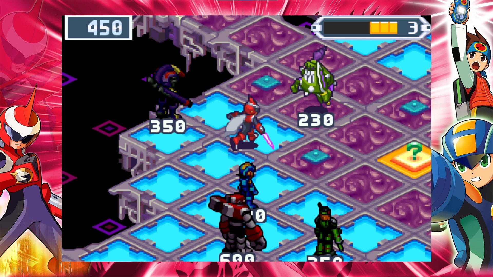 Liberation Mission grid combat from BN5 — overhead isometric view of a grid with multiple Navis as units
