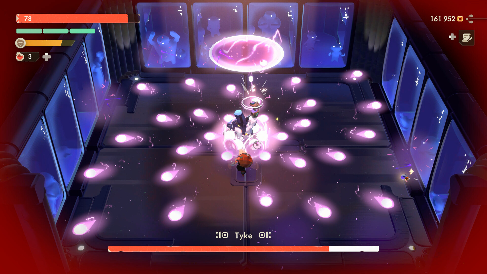 Boss arena with projectile rain