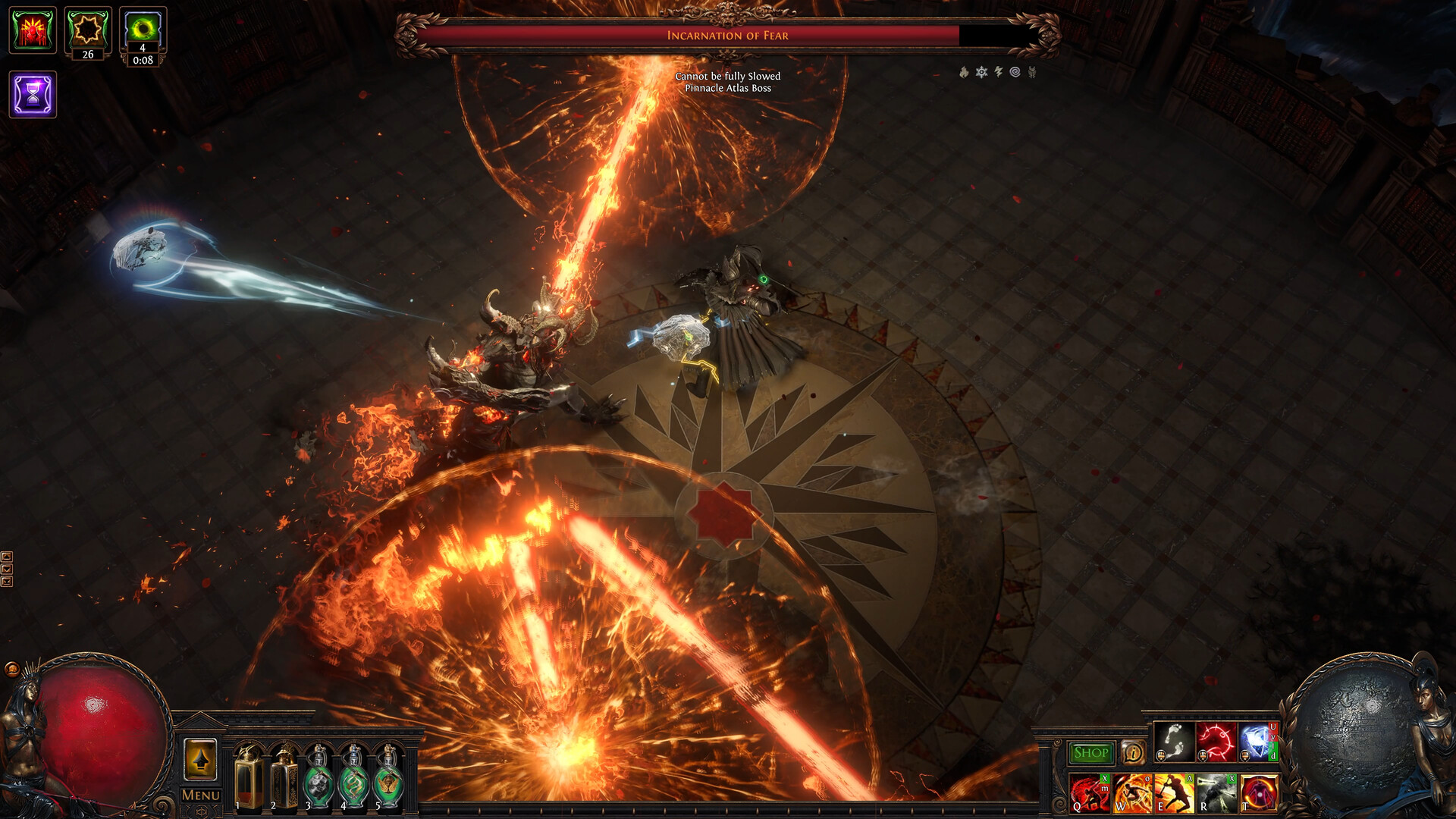 PoE Incarnation of Fear pinnacle boss with fire mechanics