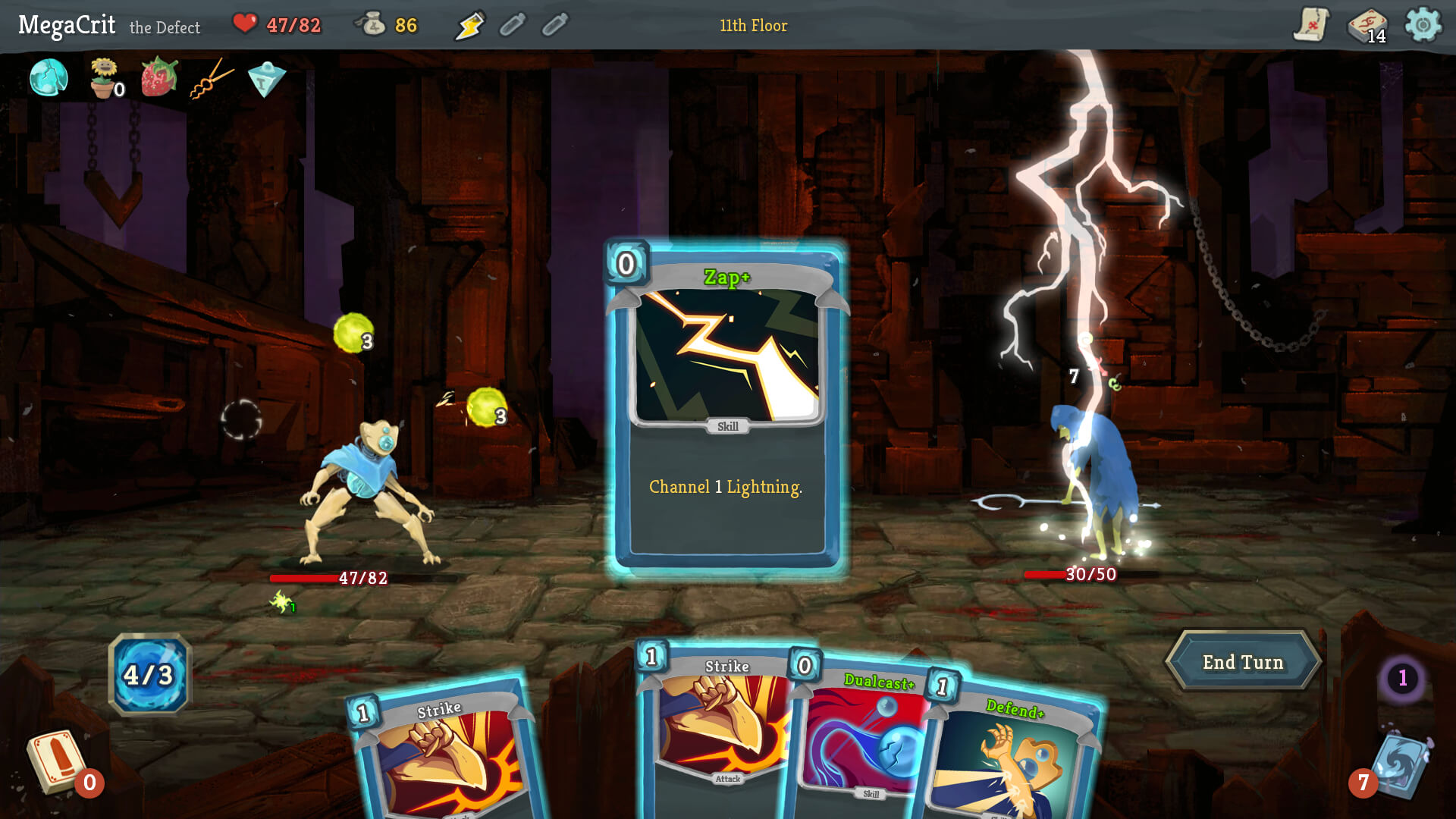 Slay the Spire combat with the Defect