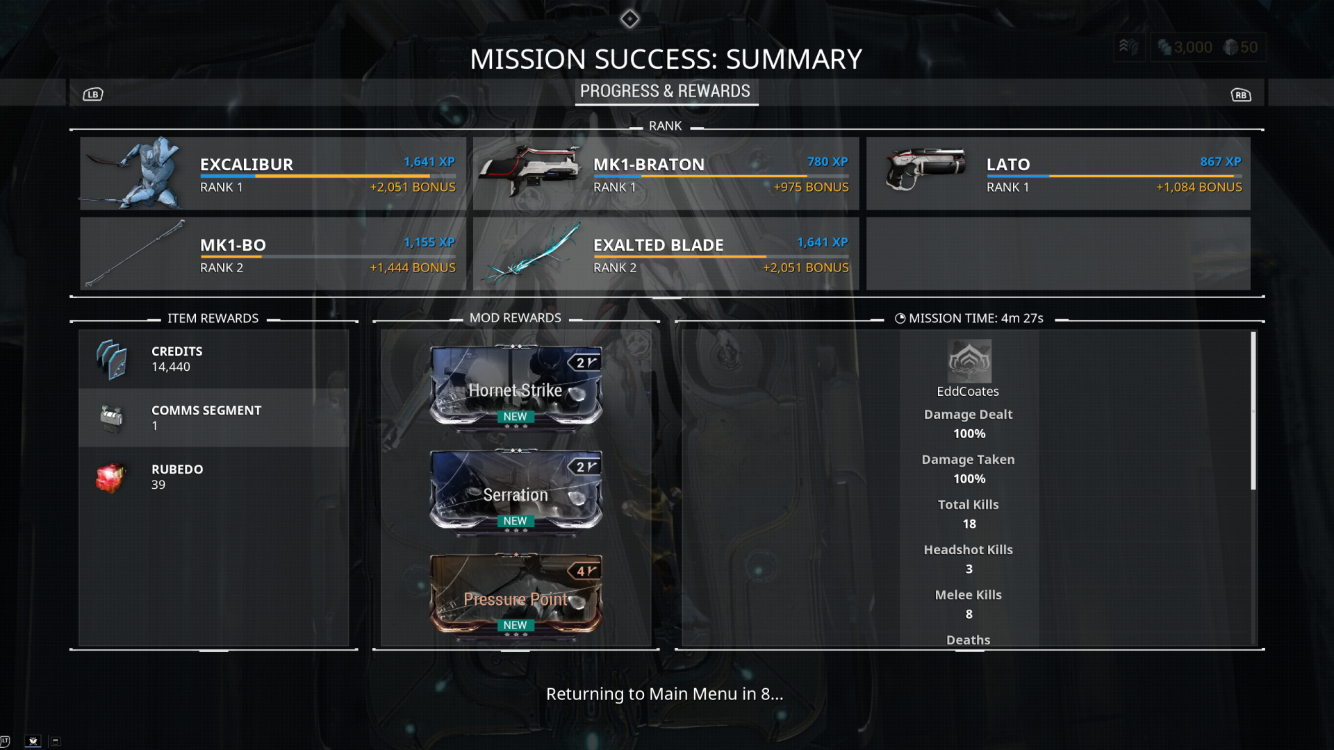 End-of-mission rewards screen